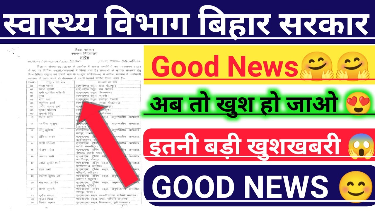 Bihar Health department important notice/Bihar nursing news/Bihar anm 8853 result/anm result #nurse