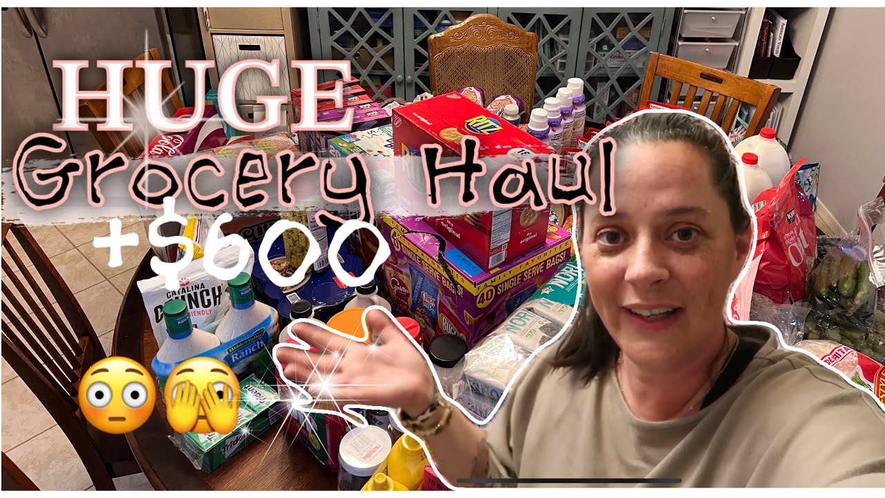 $600 LARGE FAMILY MONTHLY GROCERY HAUL//STOCKING UP//FAMILY OF 9