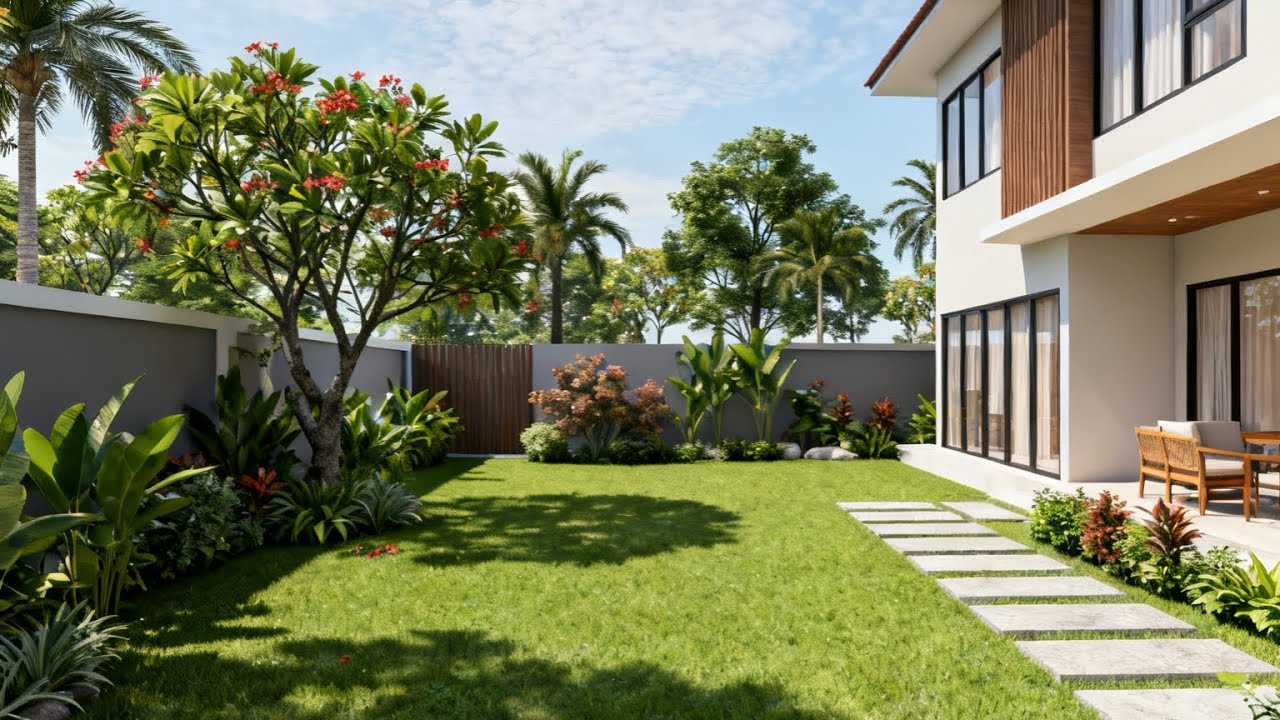 ide design taman belakang rumah minimalis | minimalist backyard garden design ideas