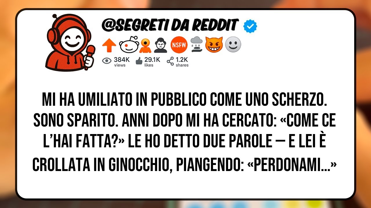 Mi ha umiliato in pubblico come uno scherzo.Sono sparito.Anni dopo mi ha cercato: “Come ce l’hai...