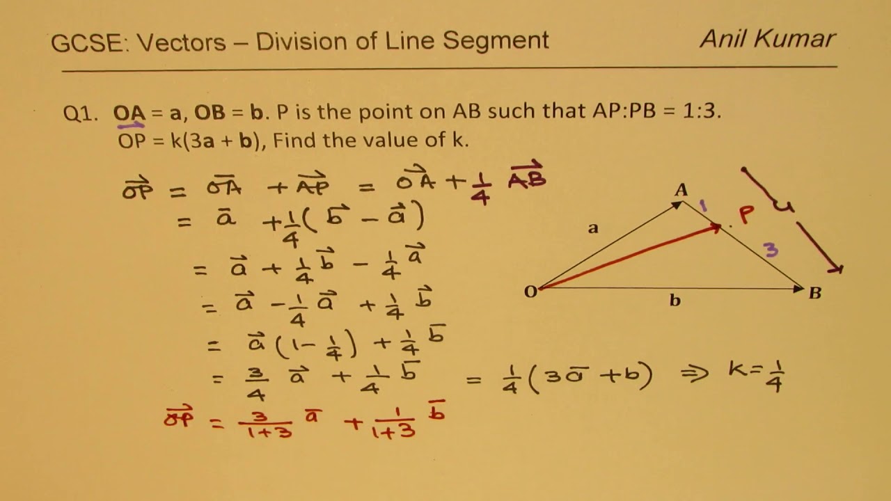 Q1 Q2 and Q3 Vectors GCSE Mathematics External and Internal Division on Line Segment Unit 10