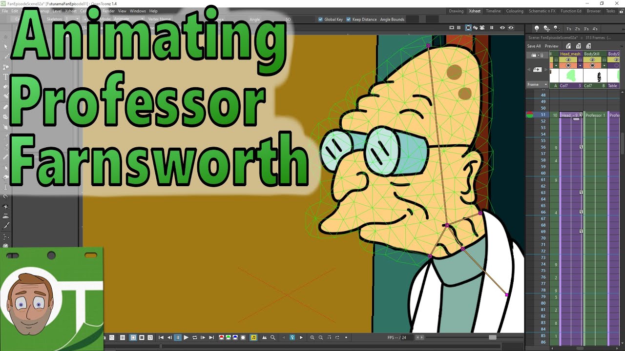 Animating Professor Farnsworth - in OpenToonz