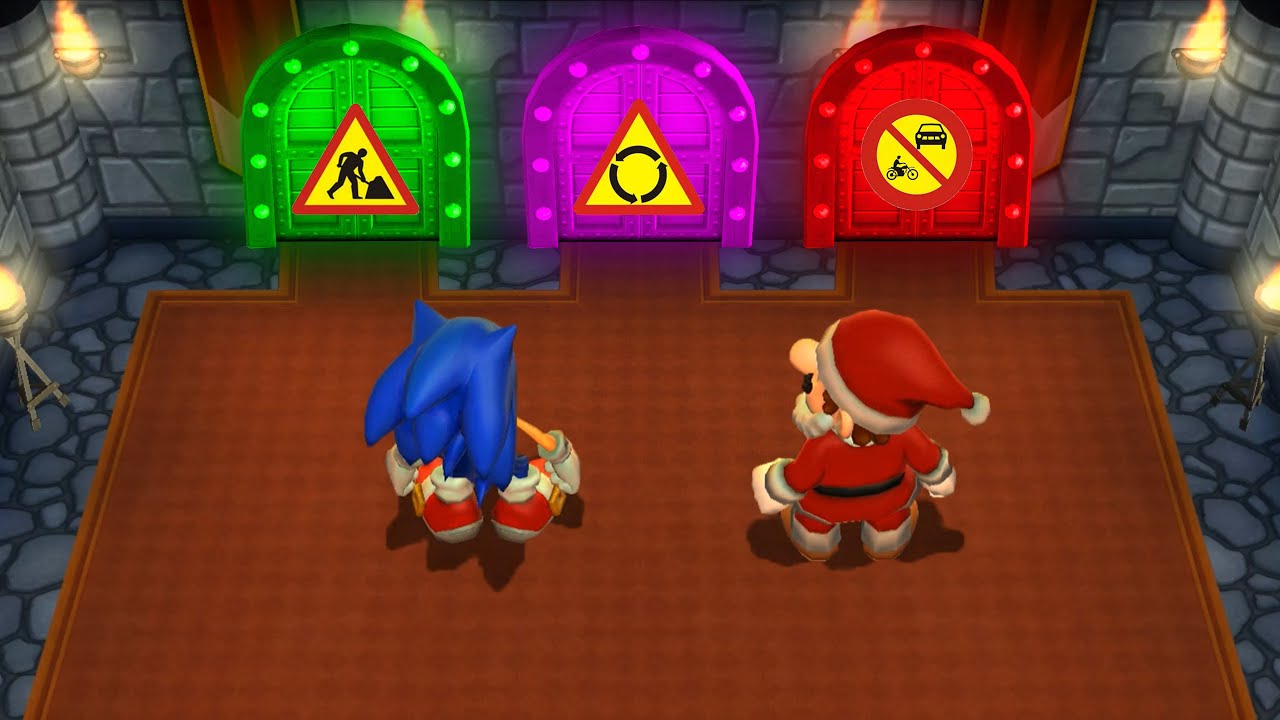 Mario Party 9 - Step It Up 7 Wins - New DLC Character Sonic Vs Santa Mario (Master Cpu)