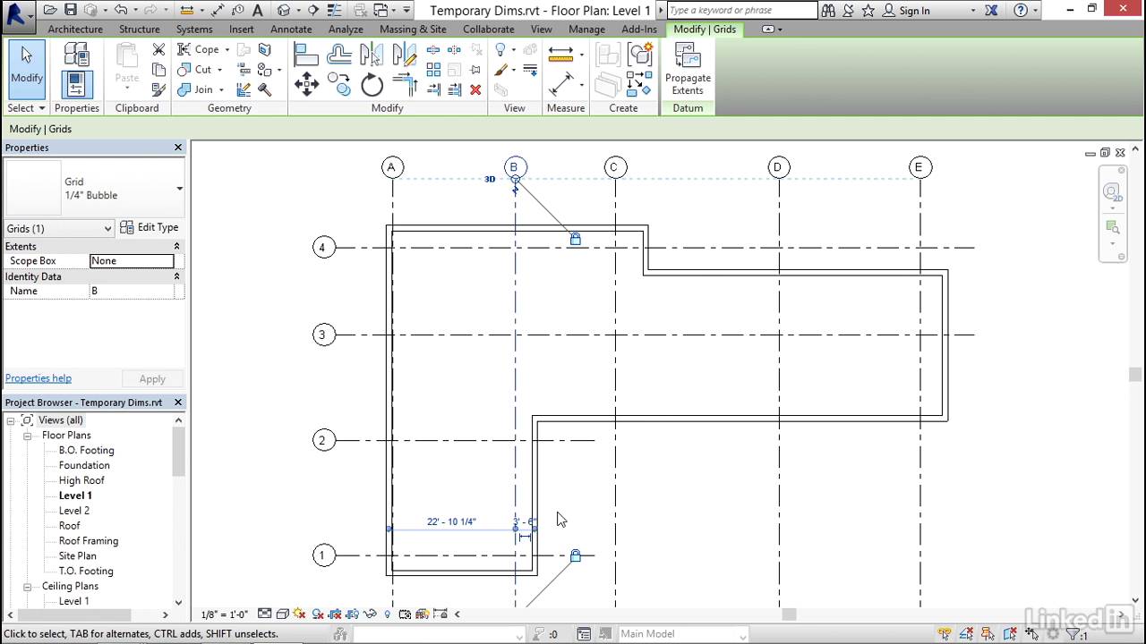 Revit Tutorial - Refinine using temporary dimensions