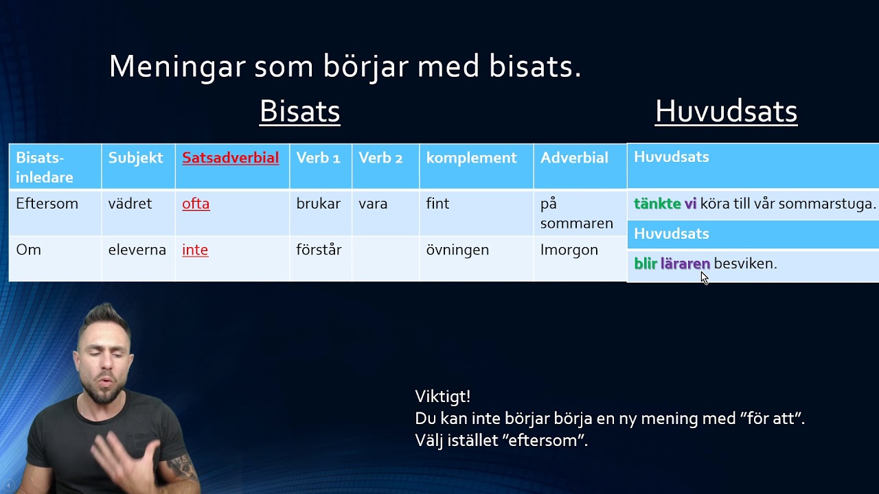 SFI - Ordföljd i bisats - Lektion 6