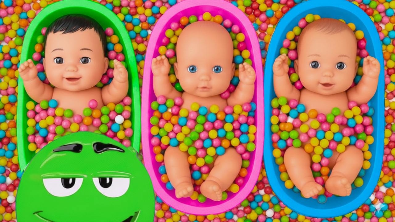 12 Minutes Satisfying with Full of 3 Rainbow BathTubs Candy with M&M's & Magic Slime Cutting Video