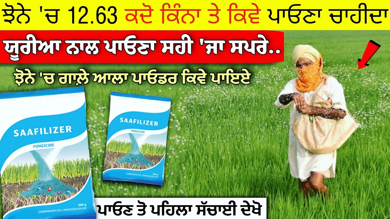 ਝੋਨੇ 12.63 ਕਦੋ' ਕਿੰਨਾ ਤੇ ਕਿਵੇ ਪਾਇਏ, 1263 Uses in paddy farming, 1263 fungicide