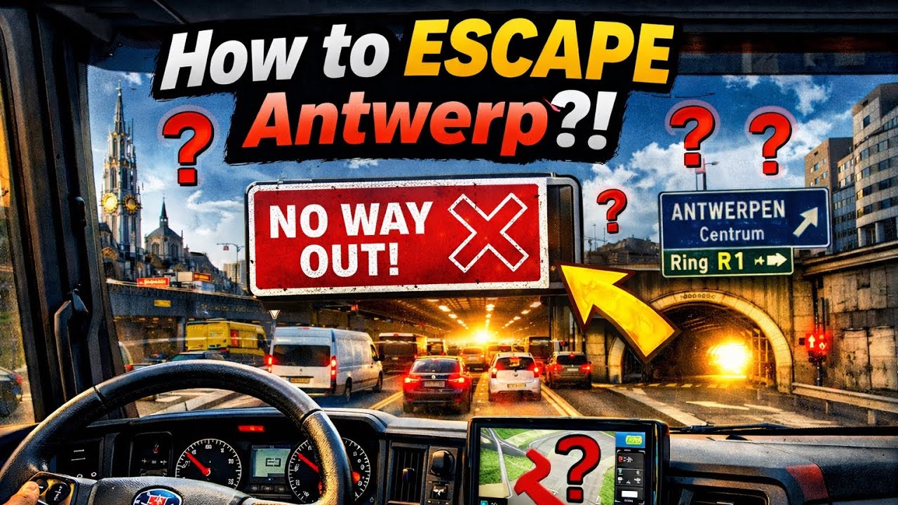 ASMR POV Truck Drive in Antwerp | Finding the Exit | Real Engine Sounds
