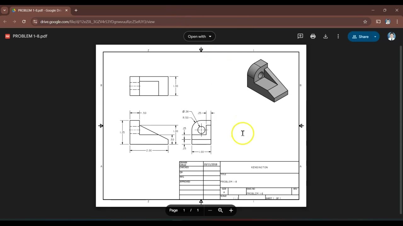 Problem 1-8 Autodesk Inventor with 3D Printing Teaser