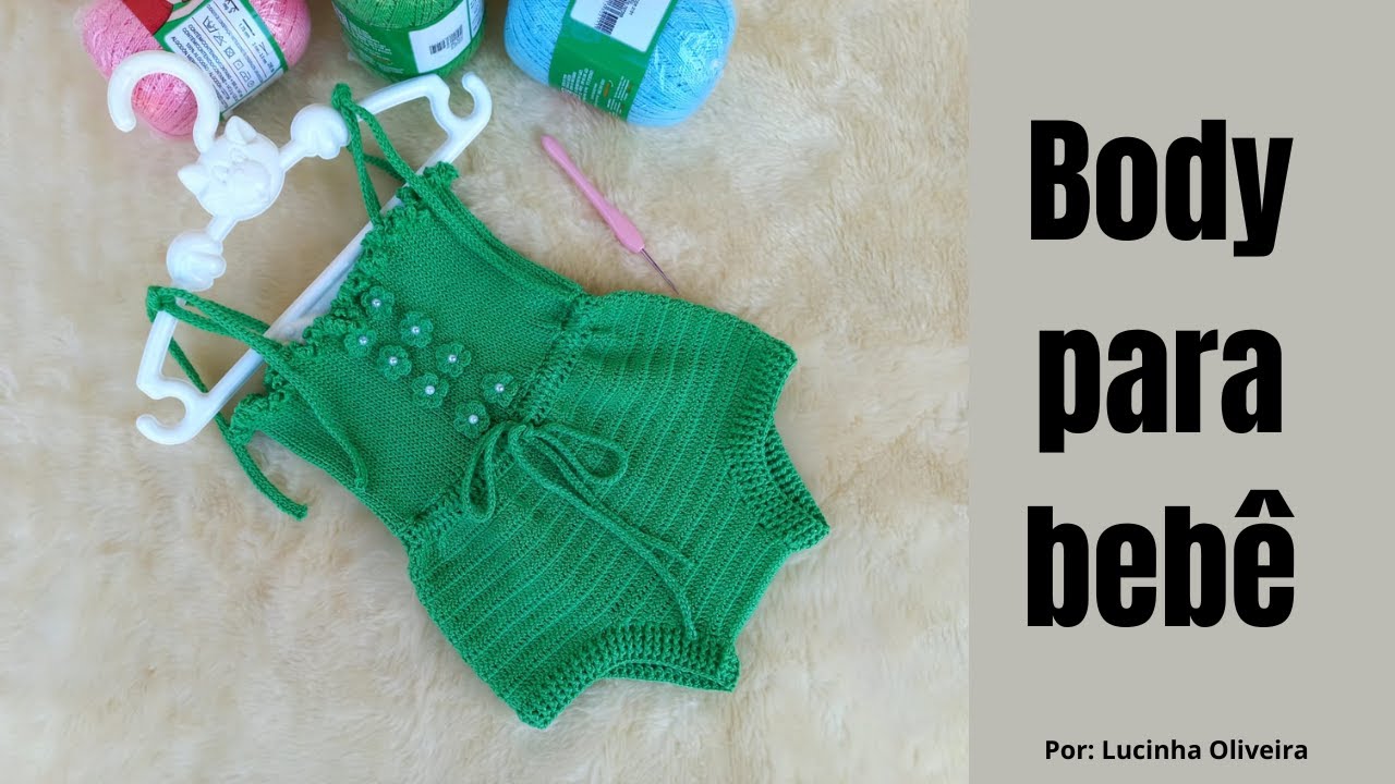Body de crochê para bebê (3 a 6 meses) -Baby crochet bodysuit  @FioaFioCrochê
