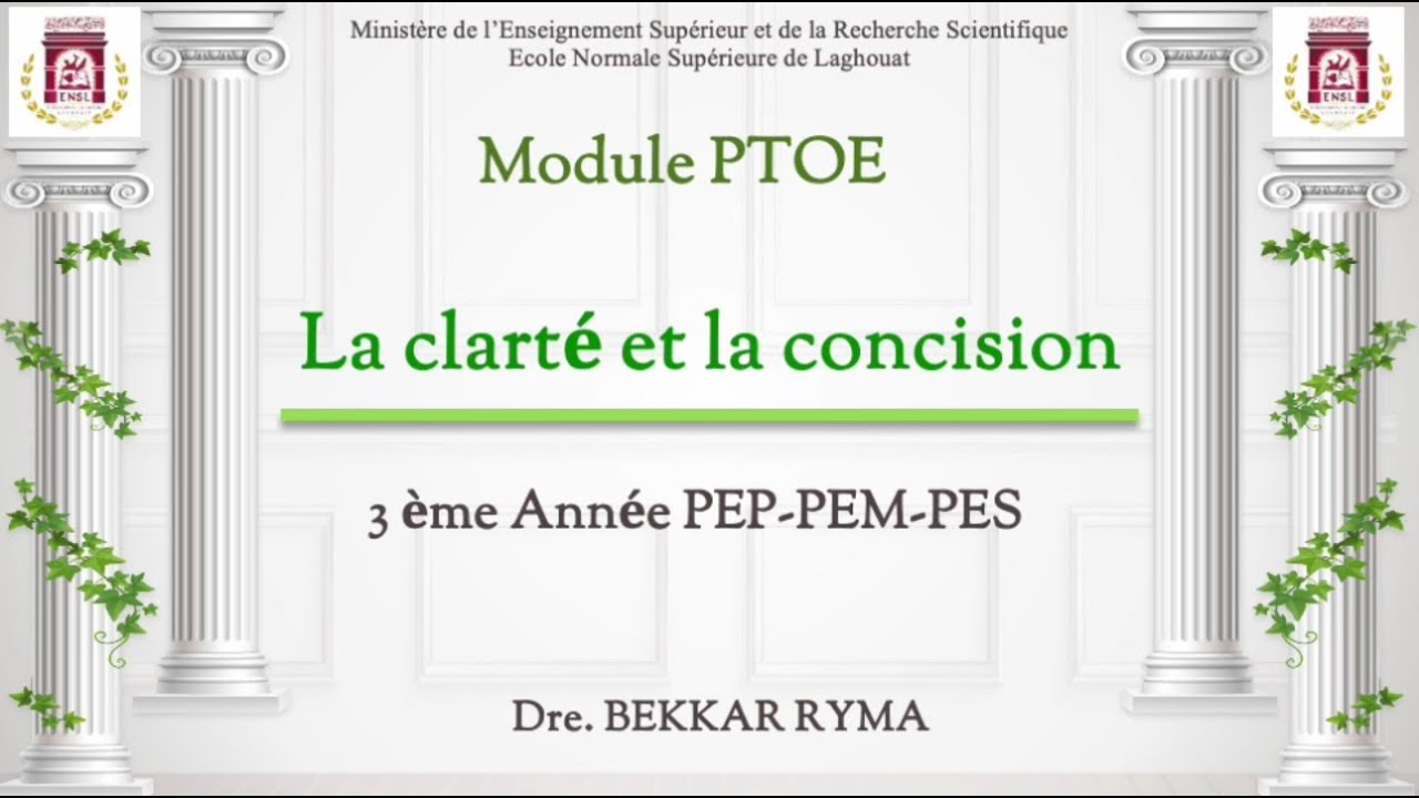 Cours N°6: La clarté et la concision dans l'écriture académique