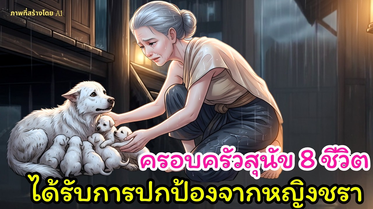 [ นิทานพื้นบ้าน ] สุนัขจินโดถูกทิ้งกลางพายุ พาลูก 8 ตัวมาหาหญิงชรา… ปาฏิหาริย์ที่ไม่มีใครคาดคิด
