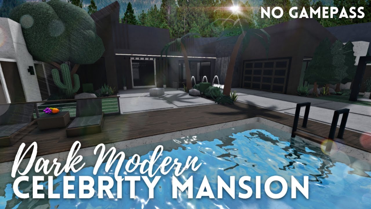 [ bloxburg ] no gamepass dark modern celebrity loft mansion ꒰ exterior build with tour ꒱