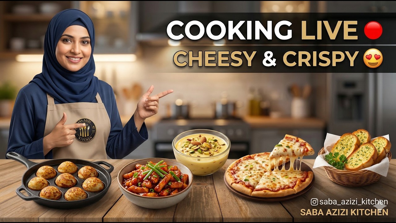 Night Craving Live 🌙 | Cheesy & Crispy Snacks | Pizza, Garlic Bread & More | Saba Azizi Kitchen