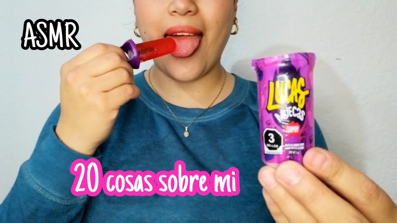 ASMR Español | 20 COSAS SOBRE MI | comiendo dulce muecas 😛