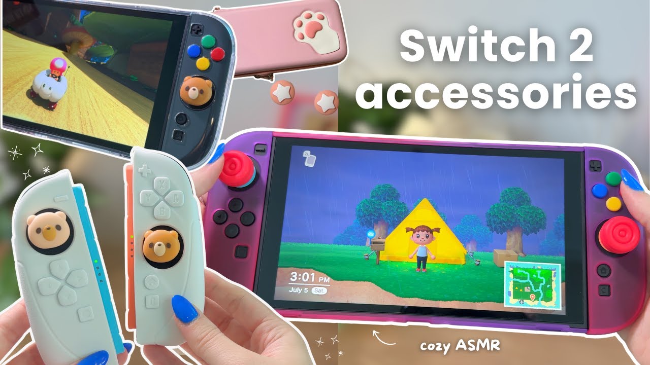 Nintendo Switch 2 accessories 🖤🌷 cozy & calm ASMR unboxing | relaxing sounds & music