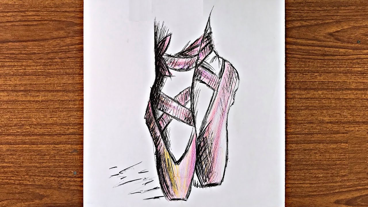 How to draw Ballet shoes step by step for beginners // Pencil sketch drawing // Easy drawings