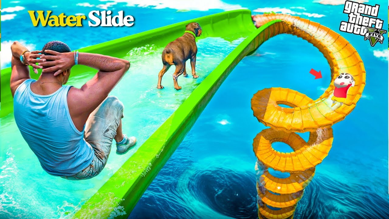 GTA 5: Franklin Survive Giant Water Slide Challenge In Gta5