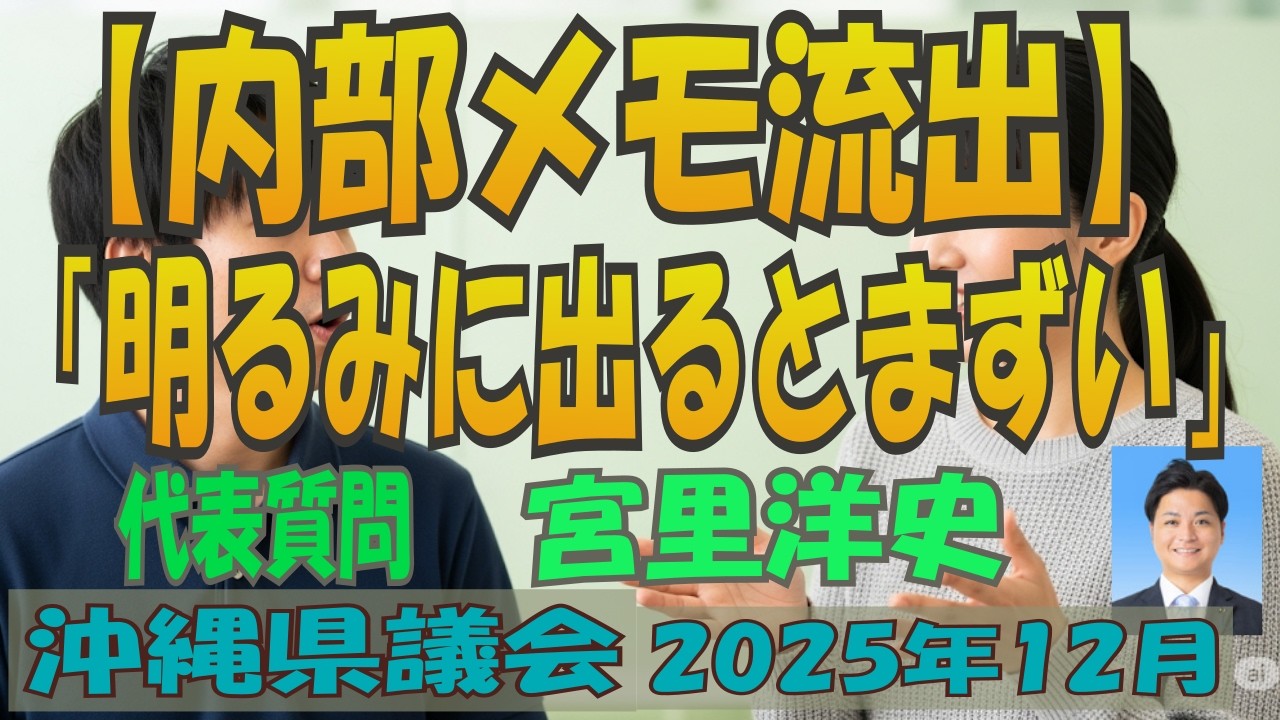 沖縄県議会 2025年12月定例会 代表質問 宮里洋史 沖縄自民党・無所属の会