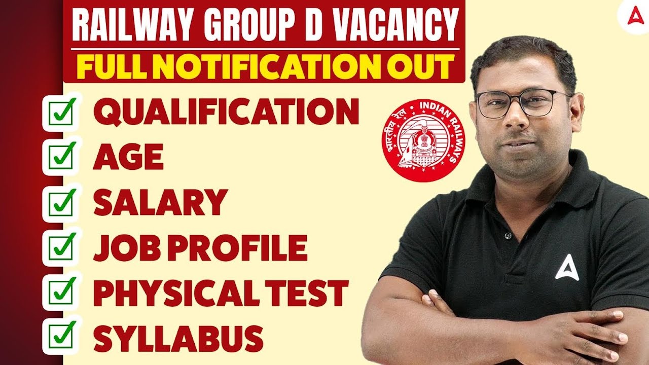 RAILWAY GROUP D VACANCY
Full NOTIFICATION OUT
👉Qualification 
👉Age
👉Salary 
👉Job Profile 
👉Phys