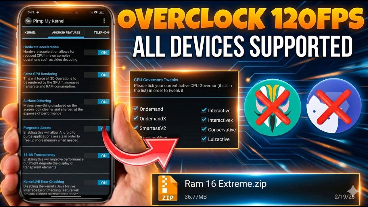Разблокировка 120 кадров в секунду на Android + 16 ГБ оперативной памяти, 144 FPS без рута, 100% ...
