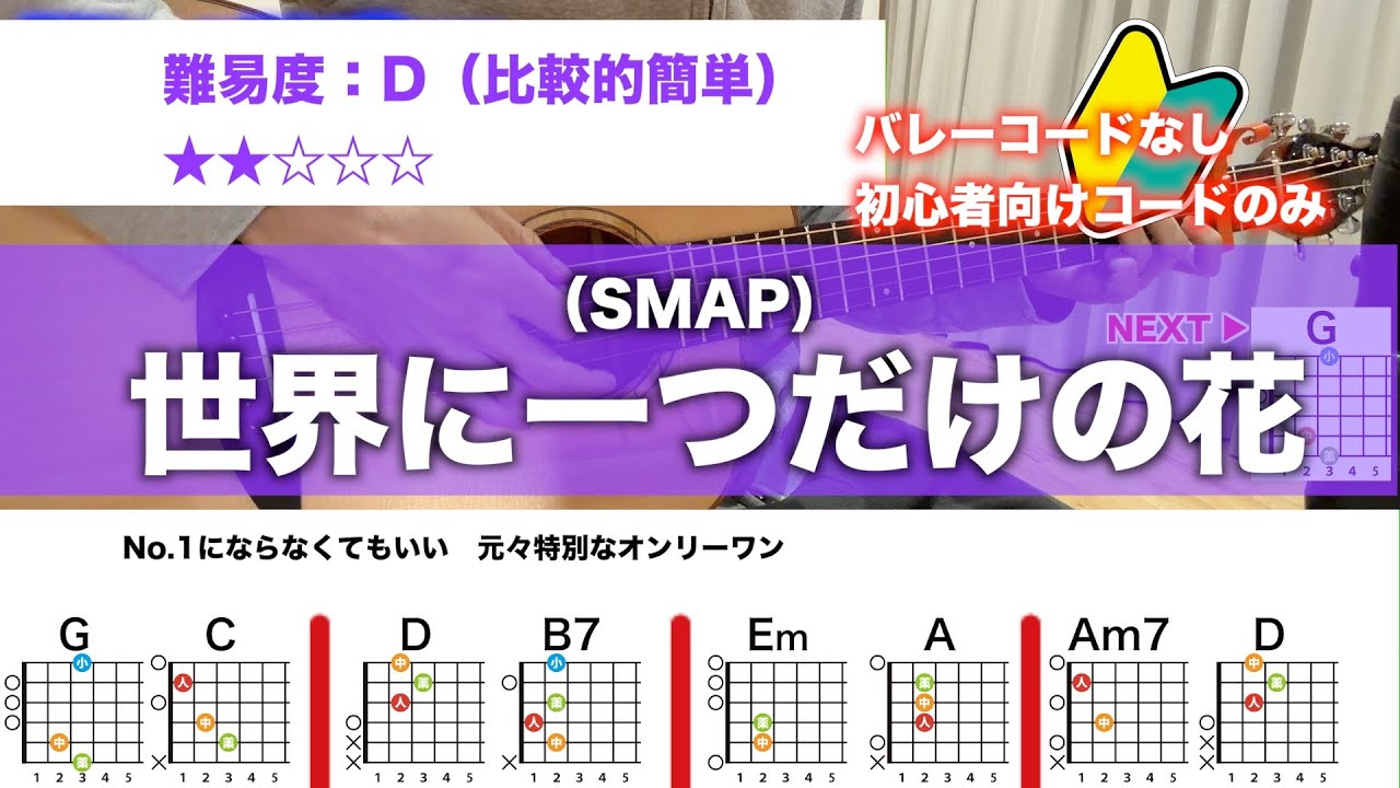 【フル】世界に一つだけの花/SMAP-初心者向け簡単ギター弾き語り