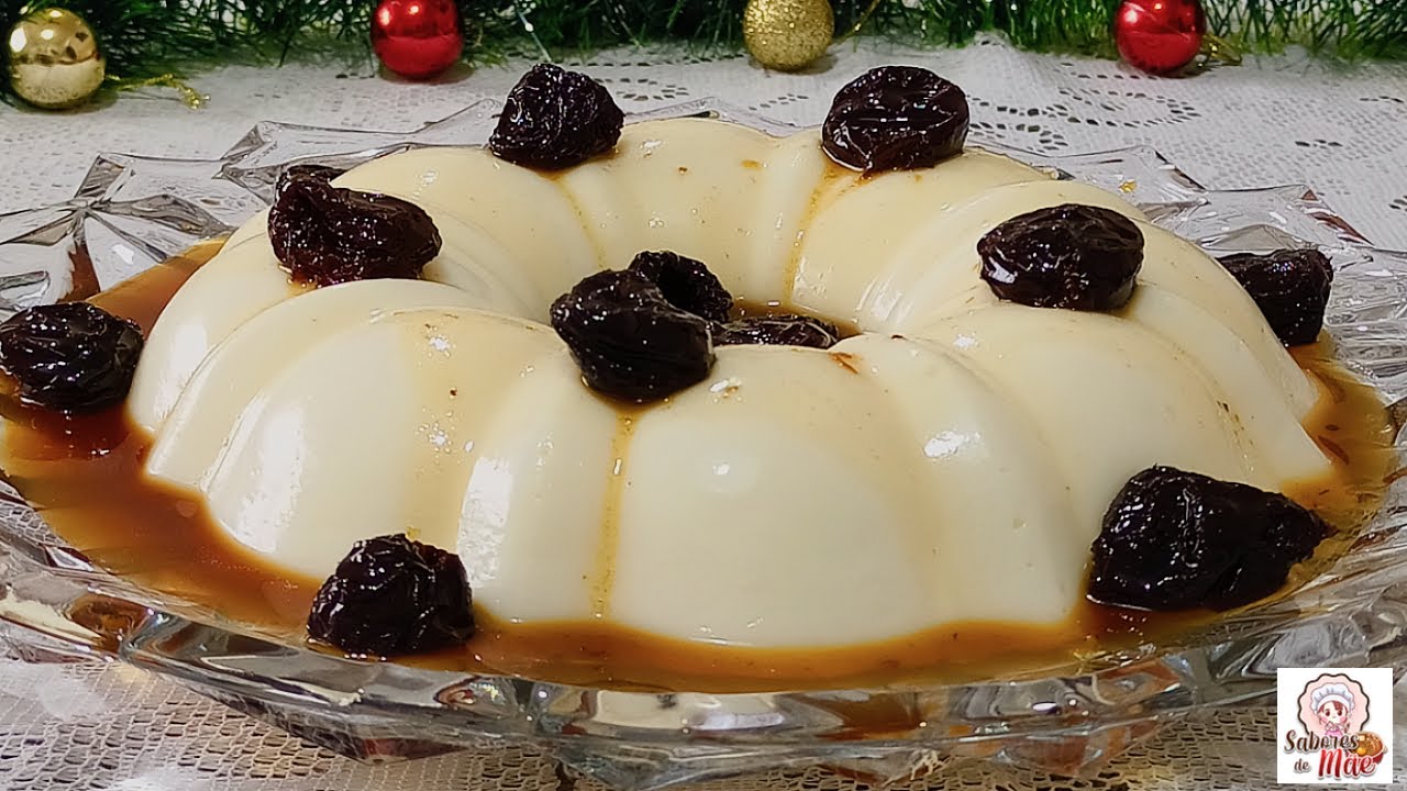 MANJAR DE COCO TRADICIONAL CREMOSO COM CALDA DE AMEIXAS