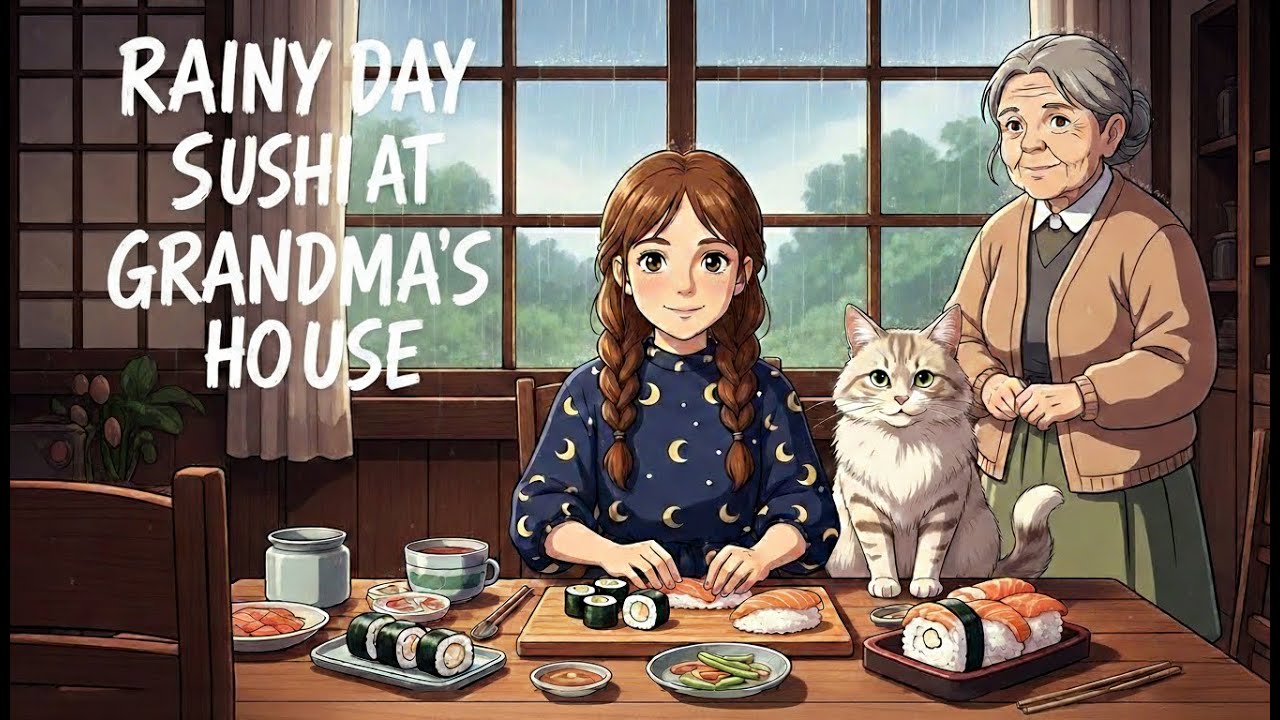 Rainy Countryside Day with Grandma | Homemade Sushi | Ghibli-Style Life | #studioghibli