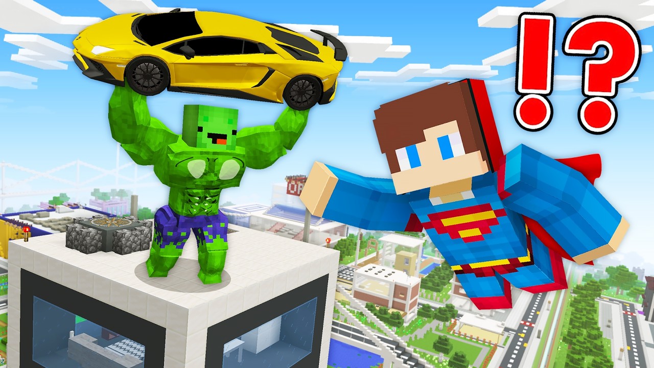 JJ and Mikey in MARVEL vs DC SUPERHERO CHALLENGE in Minecraft - Maizen