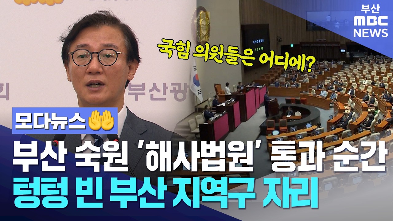 부산 숙원 '해사법원' 통과 순간, 텅텅 빈 부산 지역구 자리 | 모다뉴스