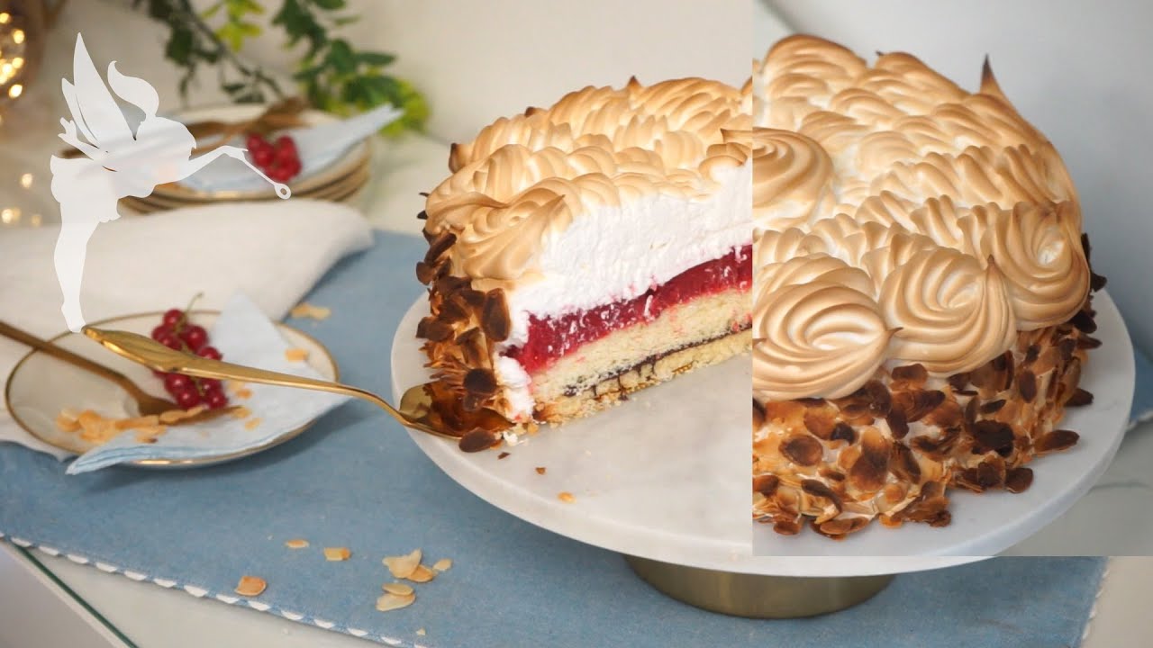 Fluffig, cremig, LECKERE Johannisbeer Baiser Torte - Baisertorte mit Johannisbeeren - Kuchenfee