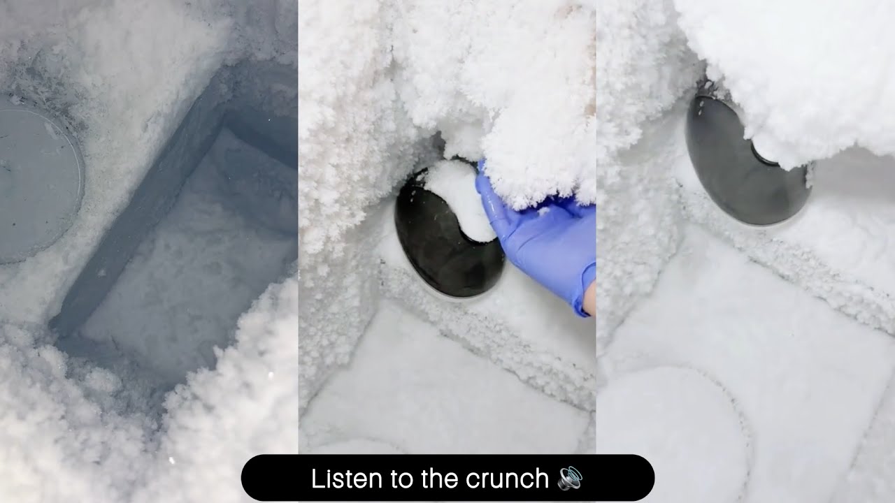 Frozen Freezer 😍 Thick freezer frost turned into crunchy ice bites ❄️So soft… so satisfying… ASMR ❤️