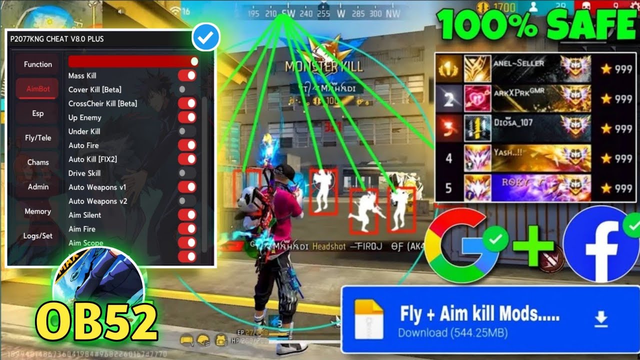 p2077kng Cheats v8.0 Mod Menu Free Fire | Br And Cs Rank 100% Safe Working 🔥 p2077kng Fly Mod Hack