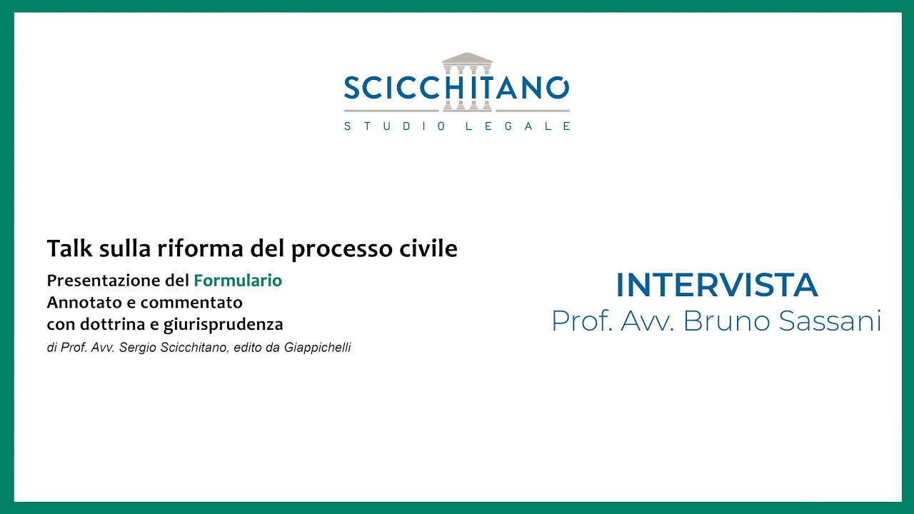 Intervista Prof. Avv. Bruno Sassani