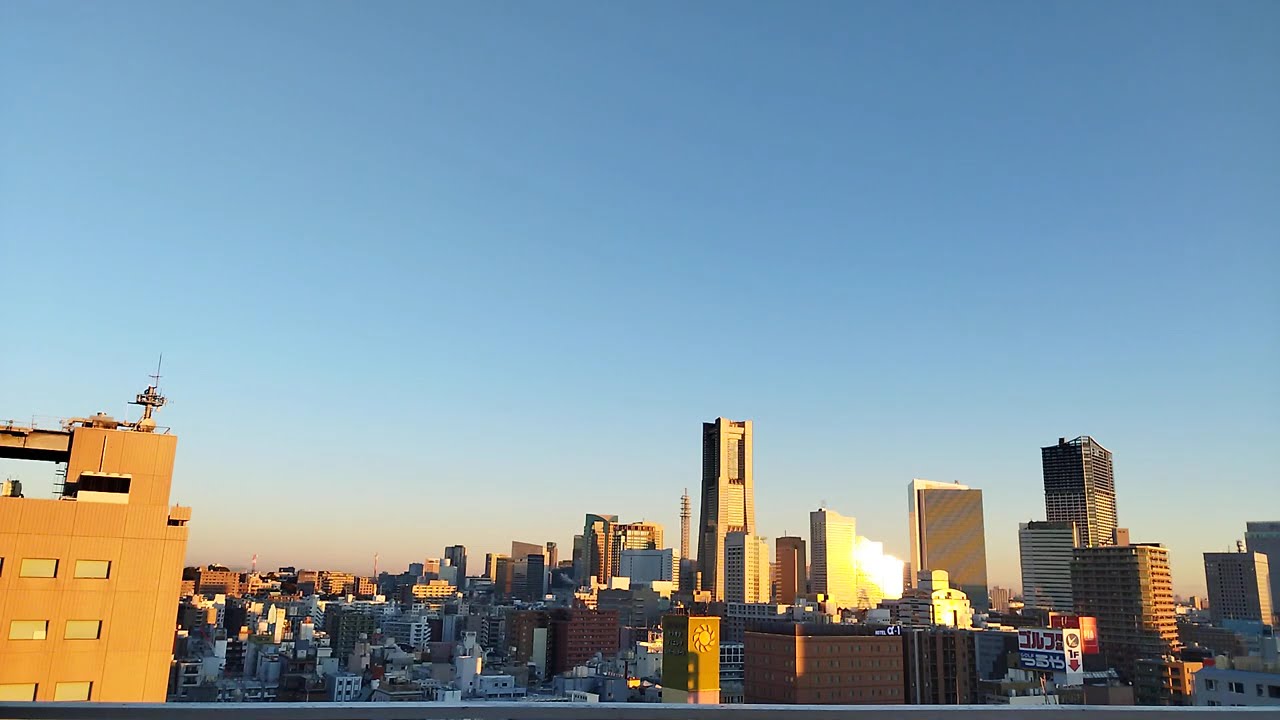【タイムラプス】冬の朝日が綺麗、ランドマークタワーの遠景 2025年2月中旬(1)