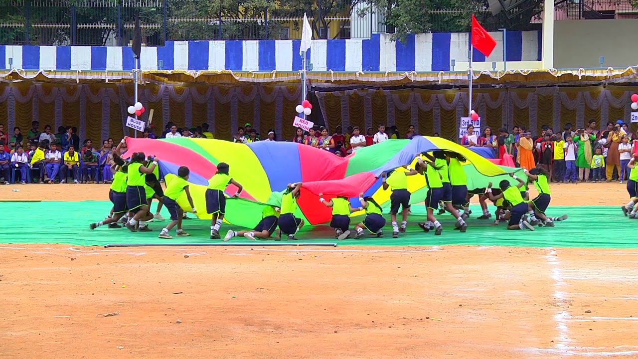 Jnanavahini Public School Carnival 2019-20 Parachute Dance By 2nd & 3rd Kids