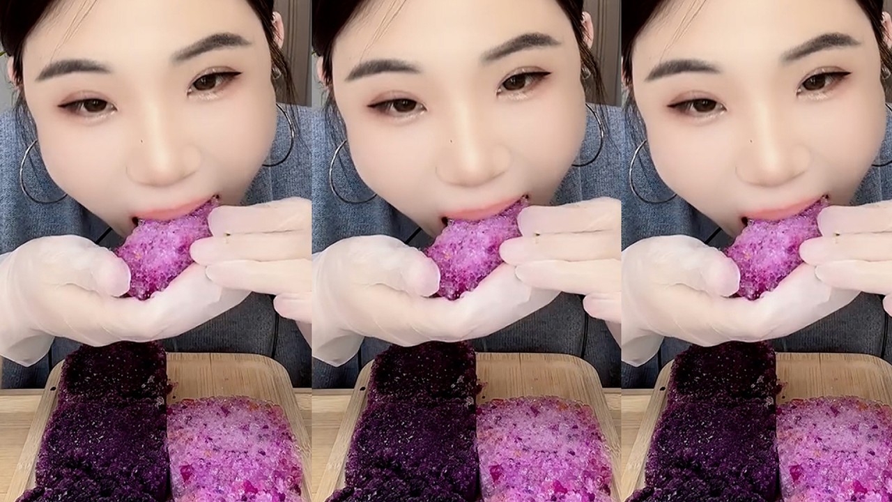 YY / ASMR ICE EATING WITH MATCHA + MILK POWDER + PASSION FRUIT #eatingice #mukbangiceeating / 洋妮儿💋冰
