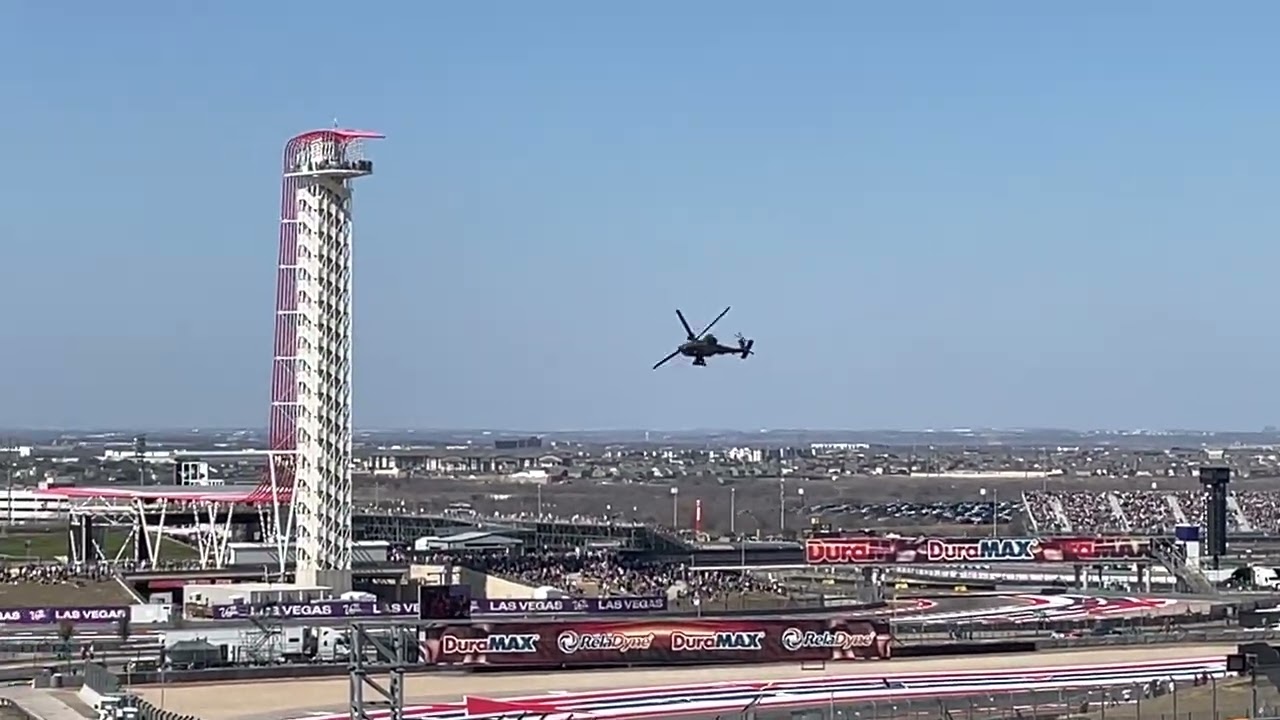 AH-64 Apache Buzzing COTA before NASCAR Race