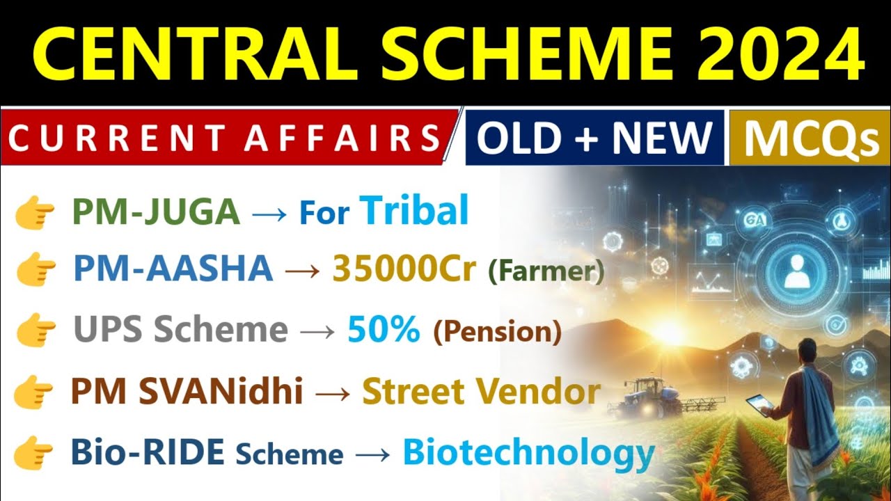 Scheme 2024 Current Affairs | Central Govt Schemes 2024 | New And Old Central Schemes | Scheme 2024