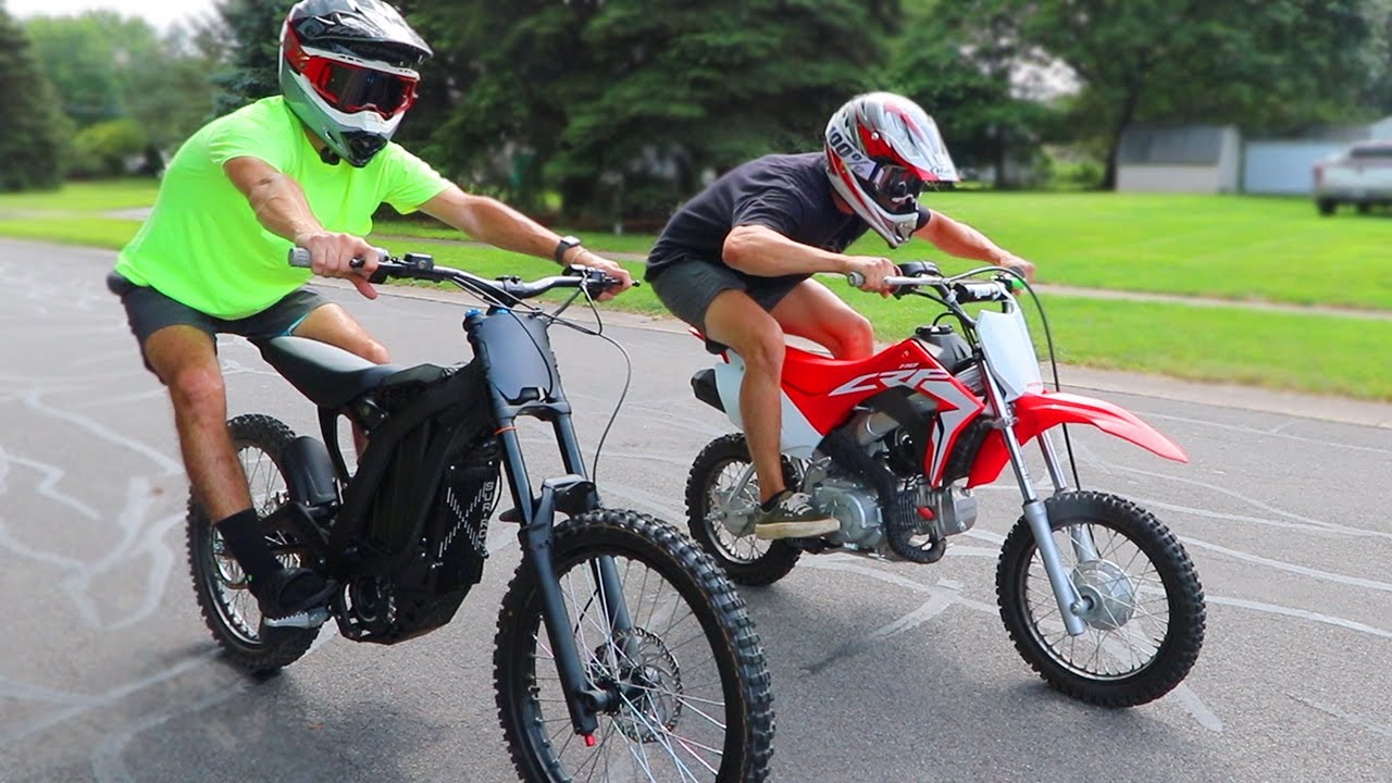 INSANE SUR-RON X E-Bike Vs Pit Bike Race WIDE OPEN