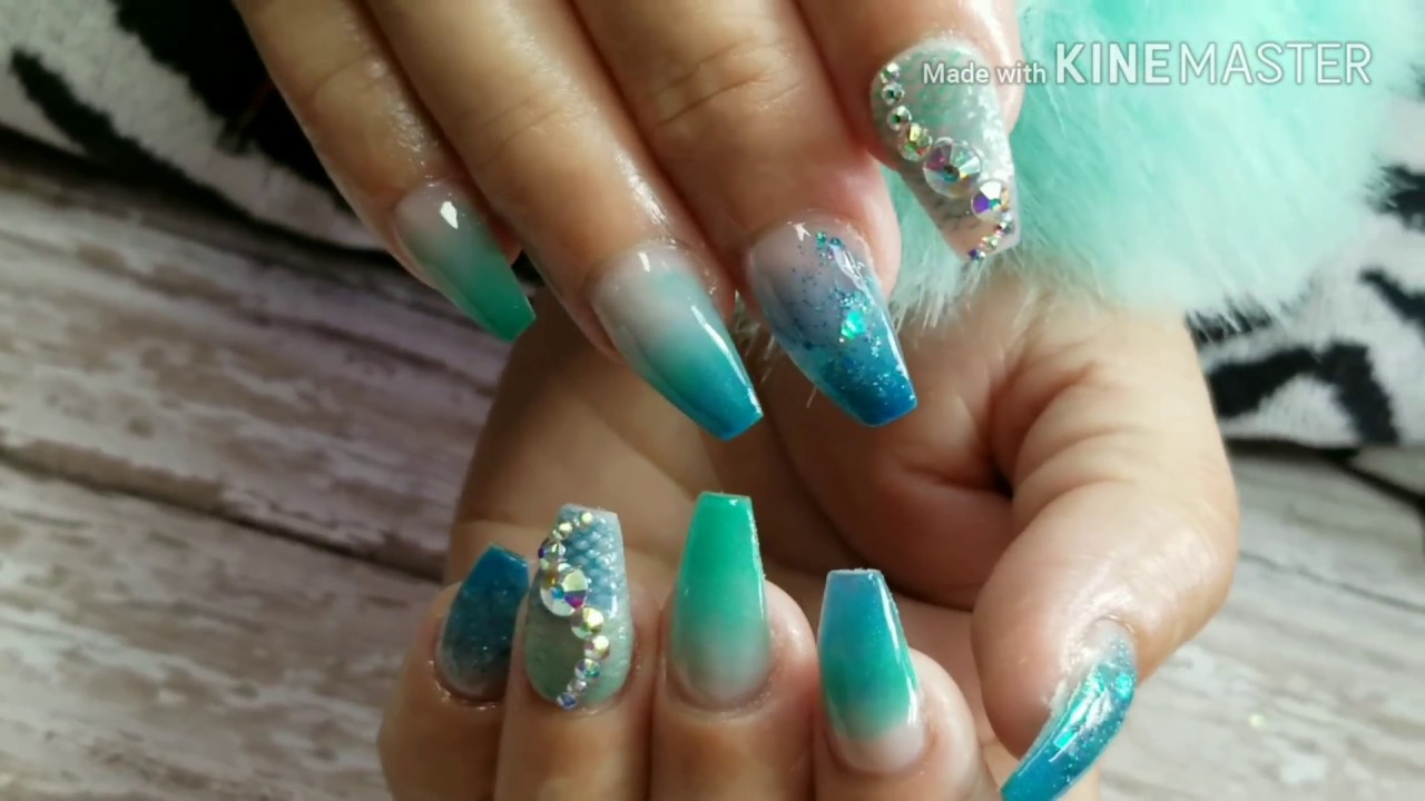Uñas Acrilicas inspiradas en el Mar/ Ocean Nails / Como arregló mi error 😟