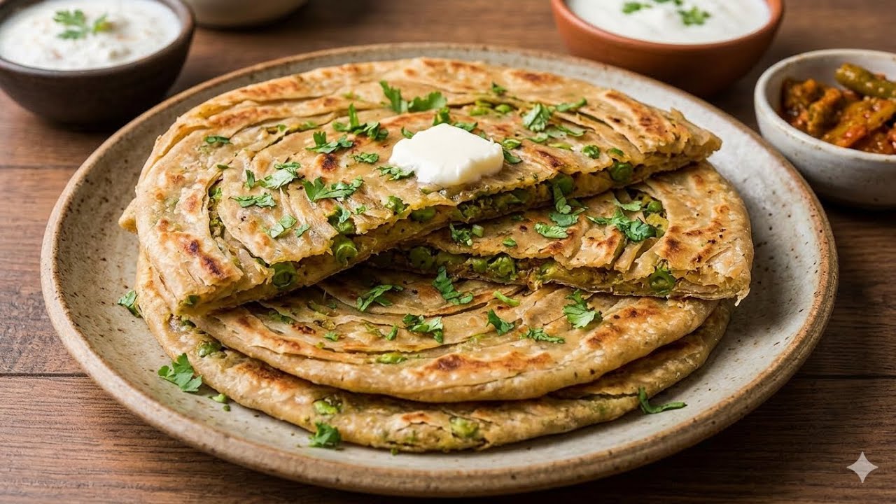 Matar lachha paratha/ मटर लच्छा पराठा #shorts