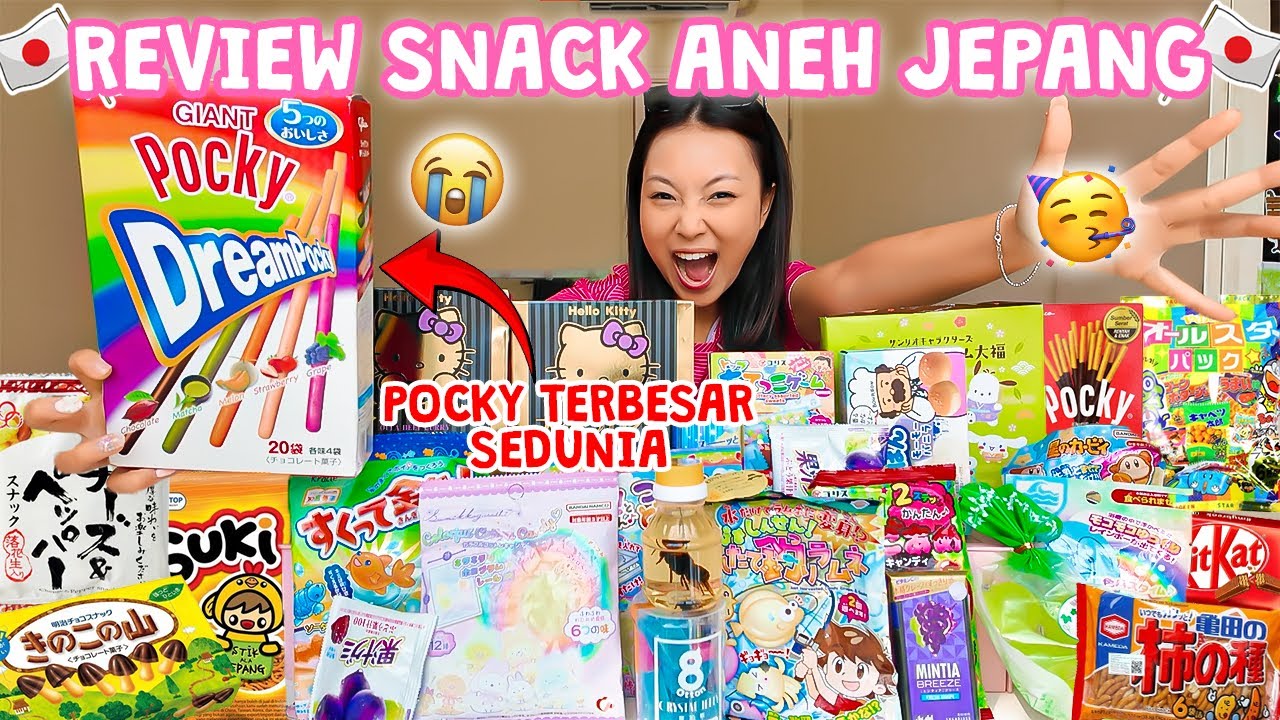 REVIEW SNACK ANEH JEPANG ?! POCKY TERBESAR SEDUNIA , PERMEN KOLAM IKAN ,PERMEN&nbsp;KRISTAL&nbsp;😱🤯