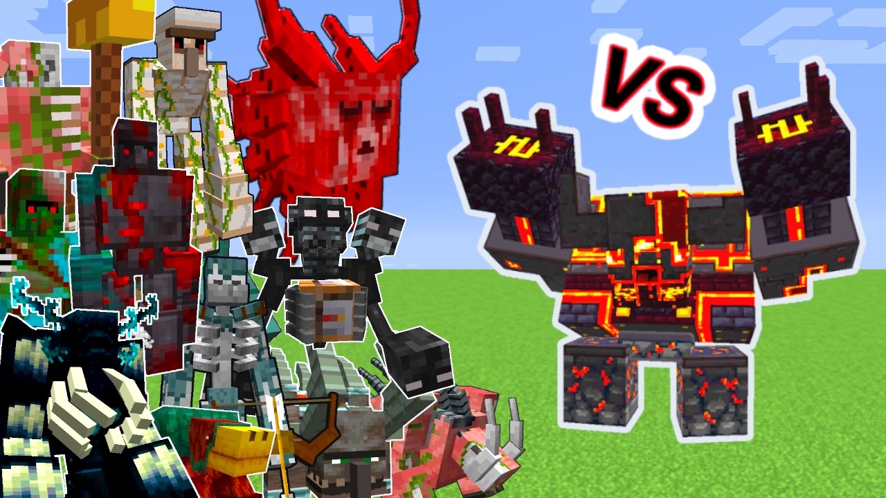 Netherite Monstrosity Vs. Mutant Mobs Monsters in Minecraft Showcase