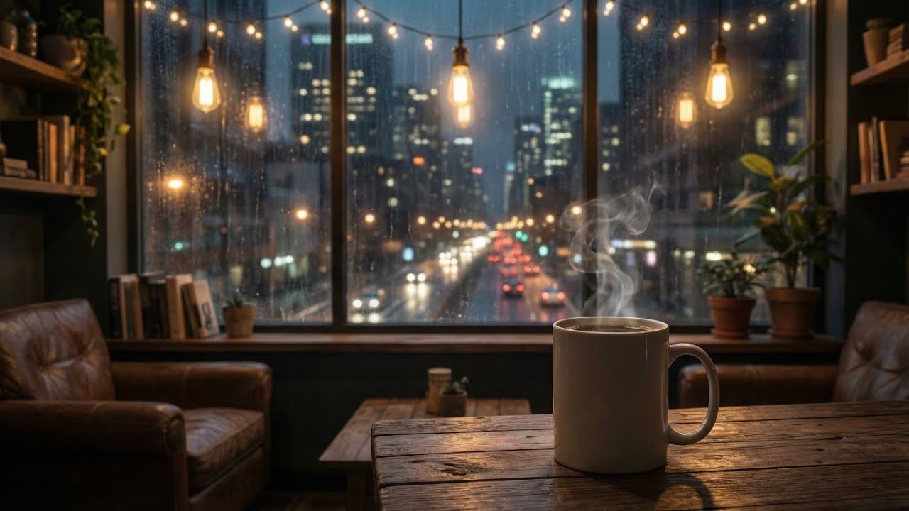 Rainy Night Coffee Jazz ☔ Cozy Smooth Jazz Cafe Ambience
