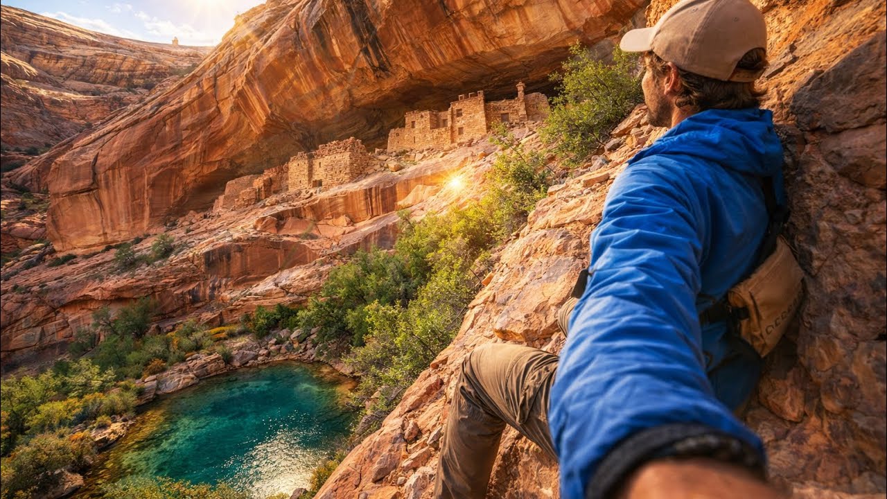 I found the RAREST… Ancient cliff dwelling in Utah.. a beautiful oasis with a freshwater pond.