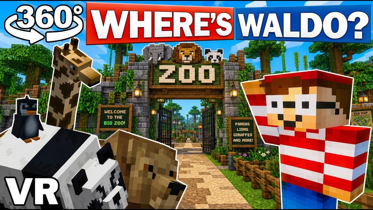 Can You Find Waldo in this Minecraft Zoo? 🕵️ (360 VR)