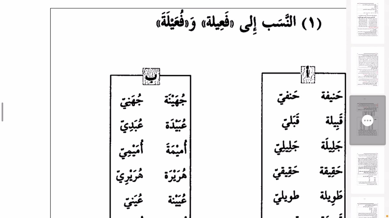 زينة النحو  الواضح  ١٦٤٩ النسب إلى فَعيلة وفُعيلة