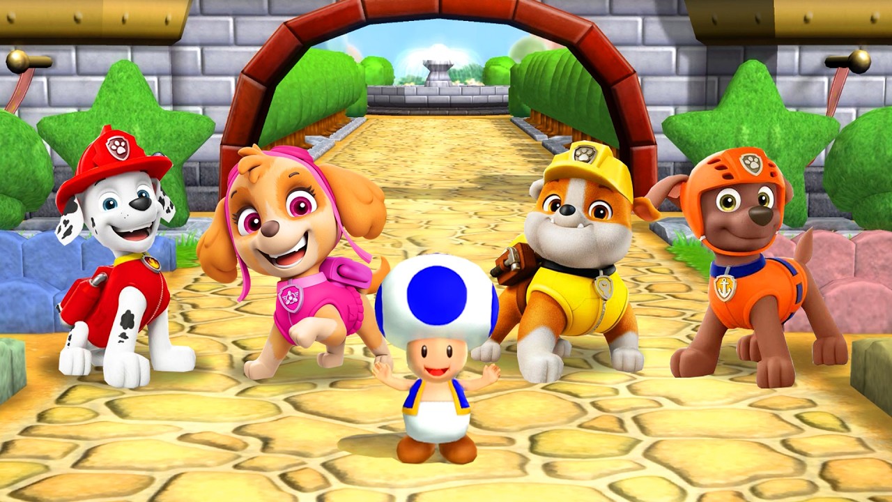 Mario Party 9 Paw Patrol Garden Battle - Marshall Vs Skye Vs Rubble Vs Zuma (MAX CPU Chaos!)