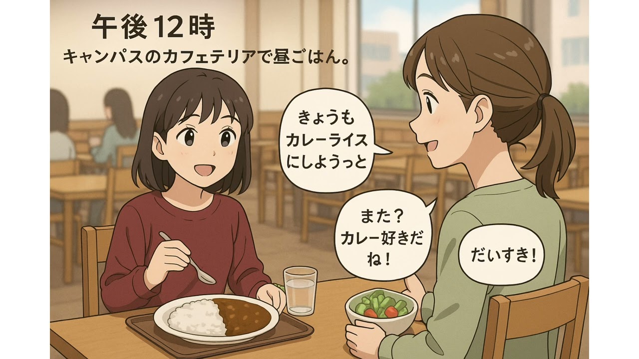 A college student Daily life routine in Japanese with kanji easy to learn Japanese.